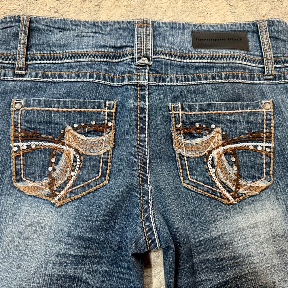 Twenty One Black Rue 21 Boot Cut Jeans with Embellished Pockets
